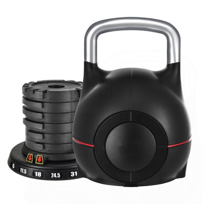 Kettlebell, Adjustable Kettlebell With 7 Weight Levels (5, 11.5, 18, 24.5, 31, 37.5, 44 Lbs), Die-Cast Aluminum And ABS Material, For Grip Strength Training, Full-Body Workout & Cross-Training