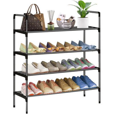 4-Tie Metal Stackable Shoe Rack