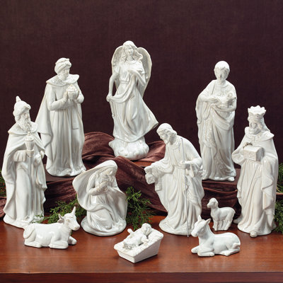 WHITE PORCELAIN 11 PIECE NATIVITY SET