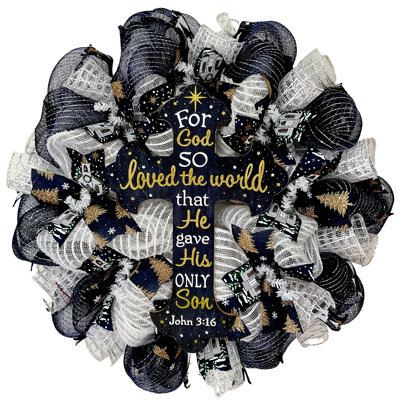 Christmas Cross Wreath Handmade Deco Mesh