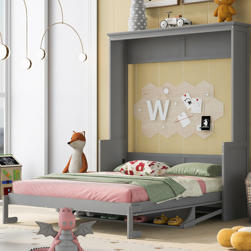 Murphy Bed With A Shelf, Gray