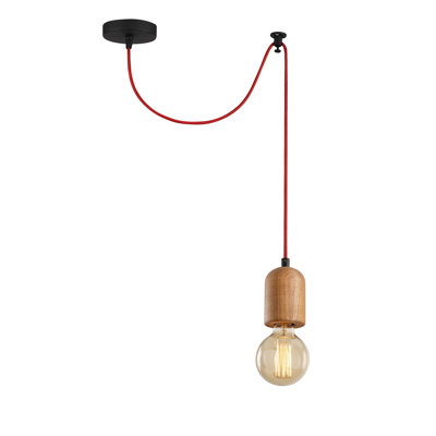 Lustre élégant, hauteur réglable, 19,3 po de diamètre x 39,4 po de hauteur | Corps en métal avec douille en bois, E27 Max 40W | Luminaire élégant pour une décoration intérieure glamour | Certifié IP20, parfait pour le salon et la salle à manger