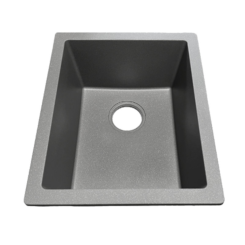 15'' L Undermount Single Bowl Granite Kitchen Sink, Titanium