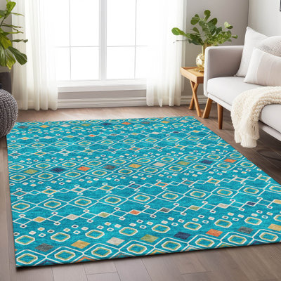 Tapis bleu sarcelle lavable à la machine de qualité supérieure Prisco
