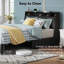 Base de lit plateforme double avec tête de lit ergonomique, station de charge et prises de courant, sans bruit, sans sommier, noir-2107785634-2107785635