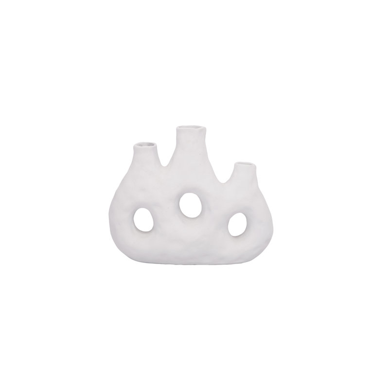 Ceramic Vase White, 9.75" H x 10" W x 3.75" D