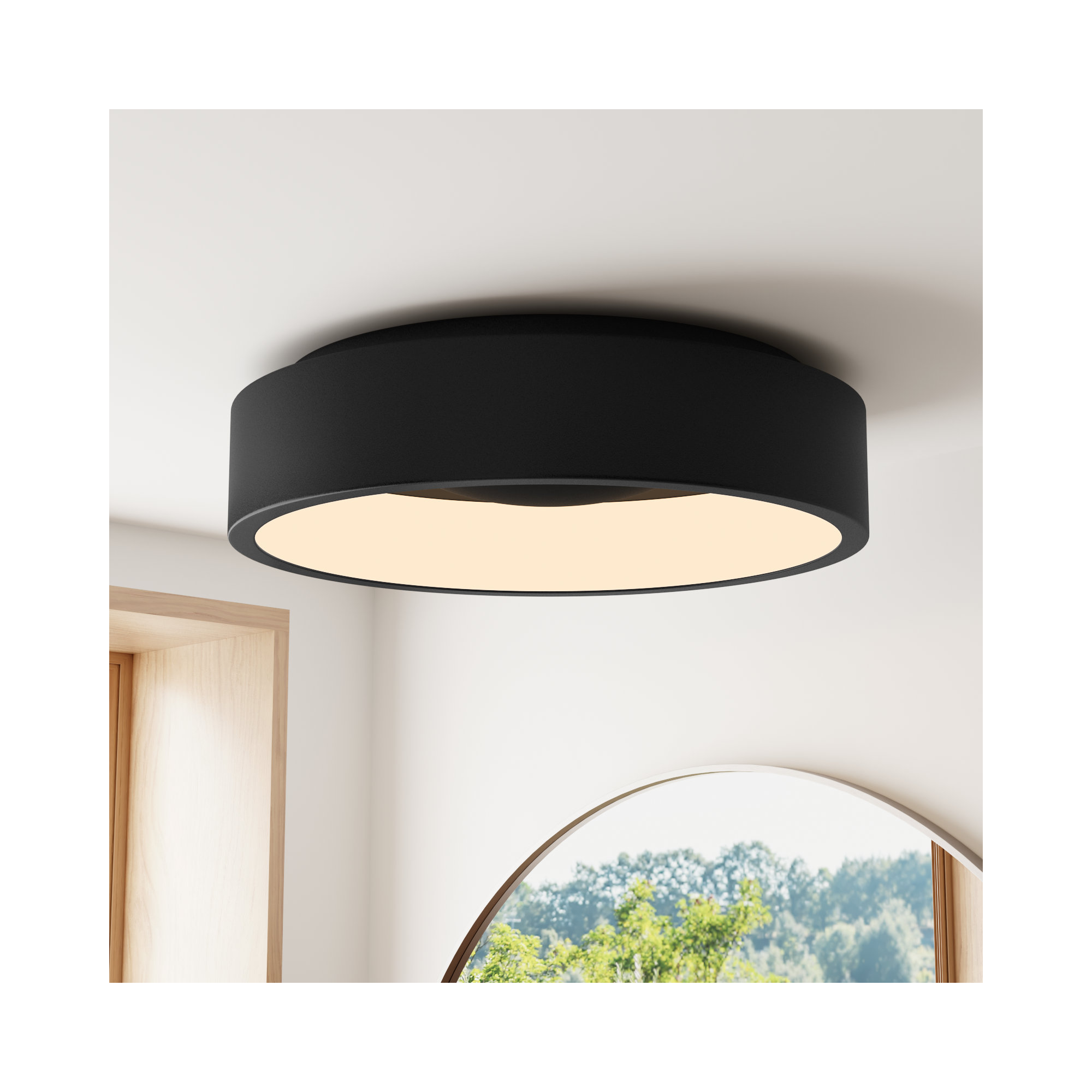 Lucien 1 - Light LED Flush Mount, 6.06'' H x 17.75'' W x 17.75'' D", Black