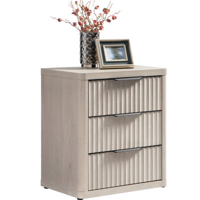 25.6" Fluted 3-Drawer Nightstand