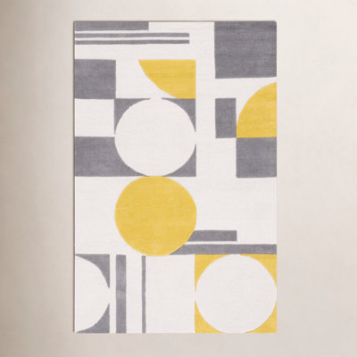 Felipe Gray Gold Hand-Tufted Wool Geometric Rug