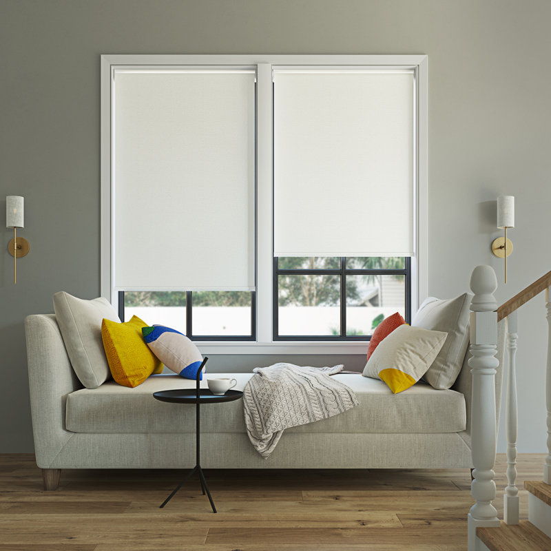 Langley White Cordless Blackout Fabric Roller Shade 45" x 72"
