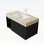 Meuble-lavabo flottant 36 po avec comptoir en pierre frittée crème et cuve en céramique or-1323361229