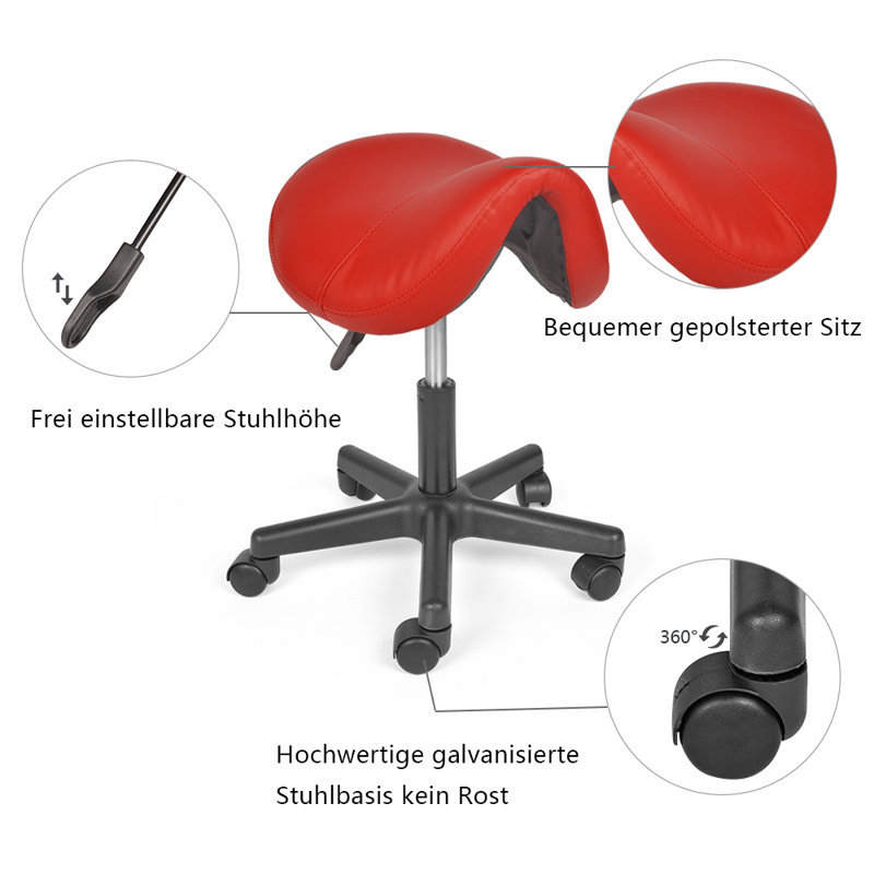 Degraffenreid Adjustable Height Ergonomic Kneeling Chair, Red