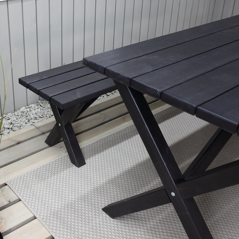 Edgerton 6 - Person Solid Wood Patio Dining Set Rectangular Table, Black