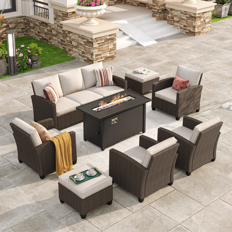 Rhylee 7 - Person Patio Conversation Sets with Cushions