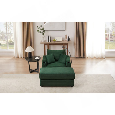 41.7" Modern Style Single Sofa Sofa Couch With Storage Space, A Movable Ottoman, Two USB Ports, Two Cup Holders, A Phone Holder For Living Room