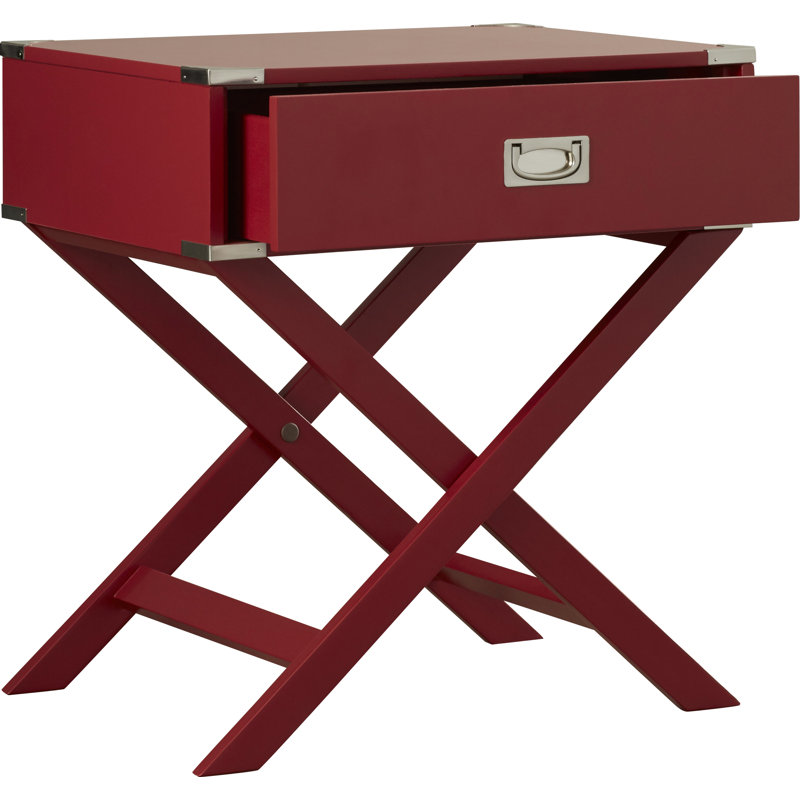 Table de chevet à 1 tiroir Marotta, Rouge
