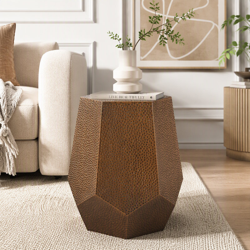 Table d'appoint géométrique moderne en fer martelé