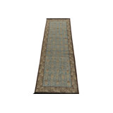 Rug & Kilim’S Tribal Runner In Blue With Beige-Brown Geometric Pattern