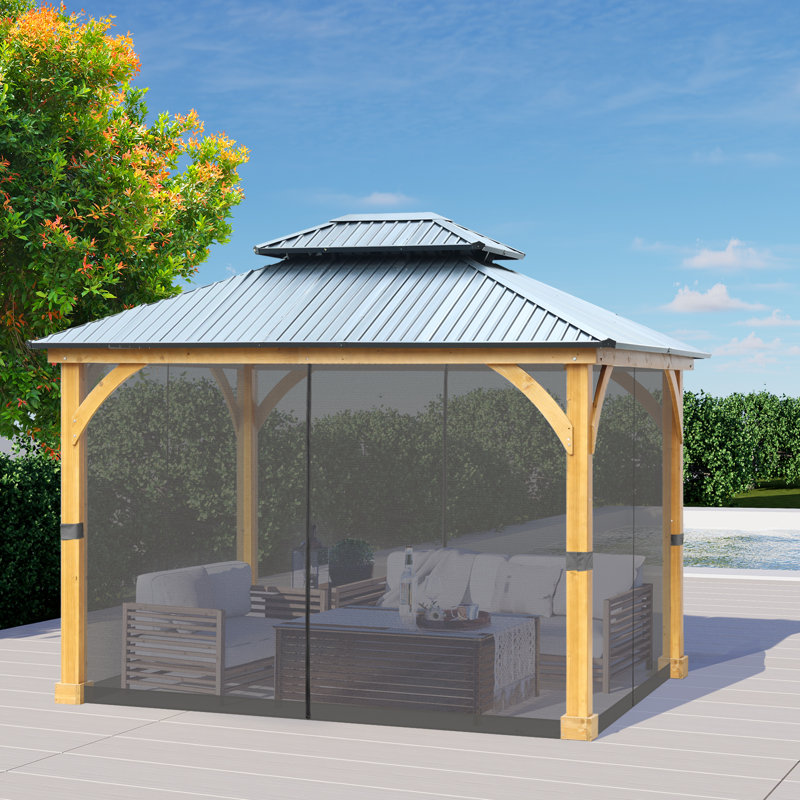 Moustiquaire pour pavillon de jardin Aoodor, Kaki, H 6,9 pi x l 12 pi x P 16 pi