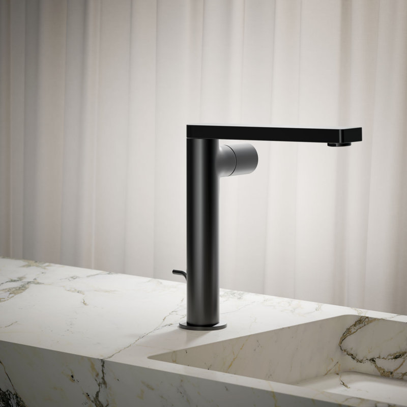 Single-Handle Bathroom Faucet with Drain Assembly, Matte Black
