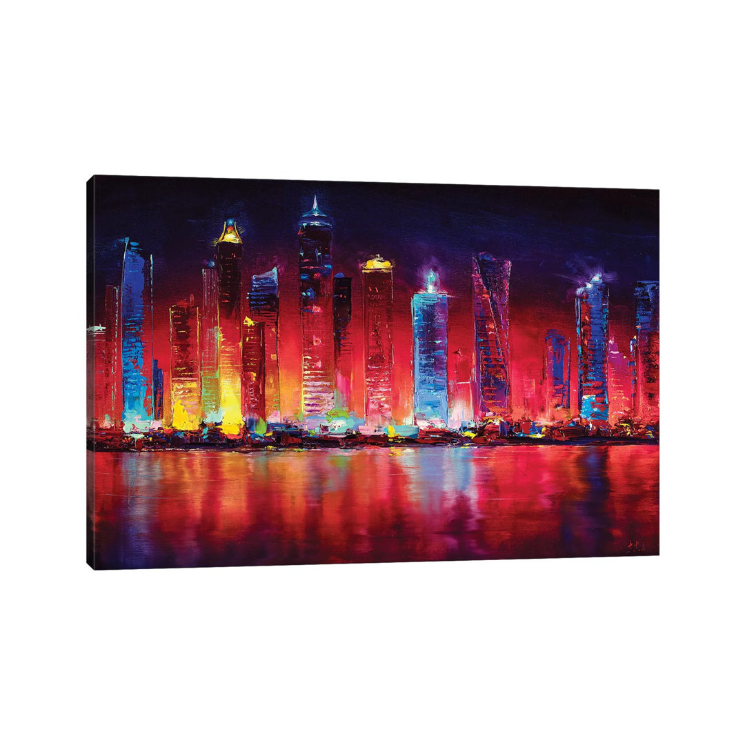 Dubai Skyline von Bozhena Fuchs - Galerie-umwickelte Leinwand Giclée auf Leinwand