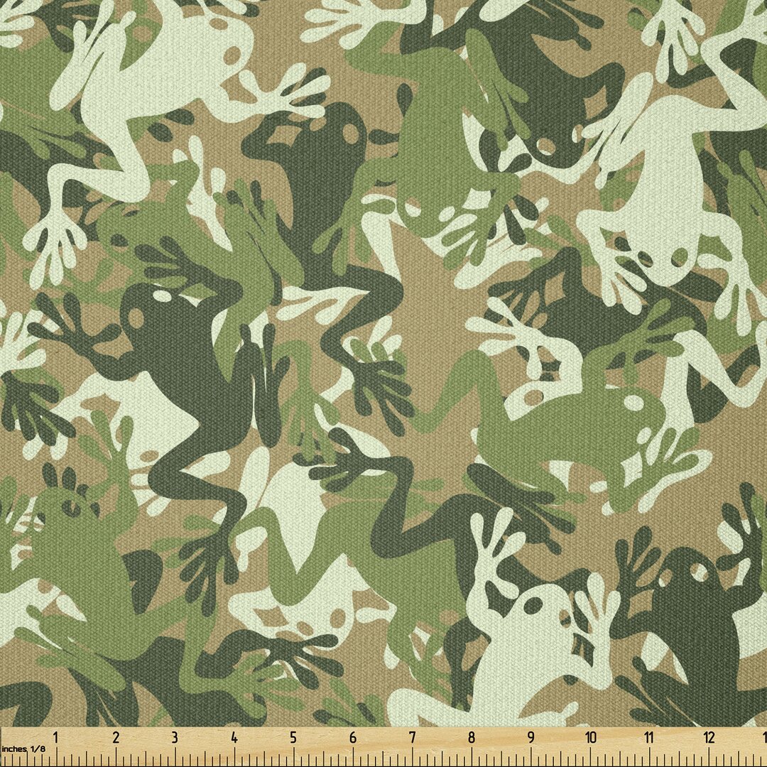 Stoff als Meterware, Schädel-Camouflage-Design, Frosch, Sage Pine Grün