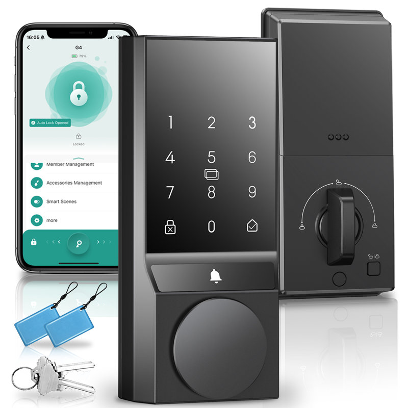 Wi-Fi Smart Lock fingerprint with Smartkey Security, Satin Nickel
