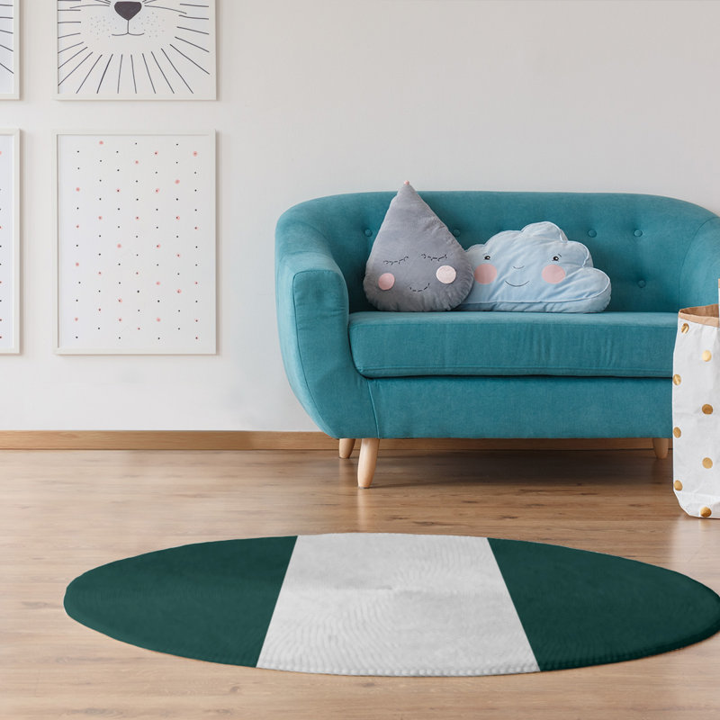 Tapis vert / blanc Oakland, Rond 5 pi