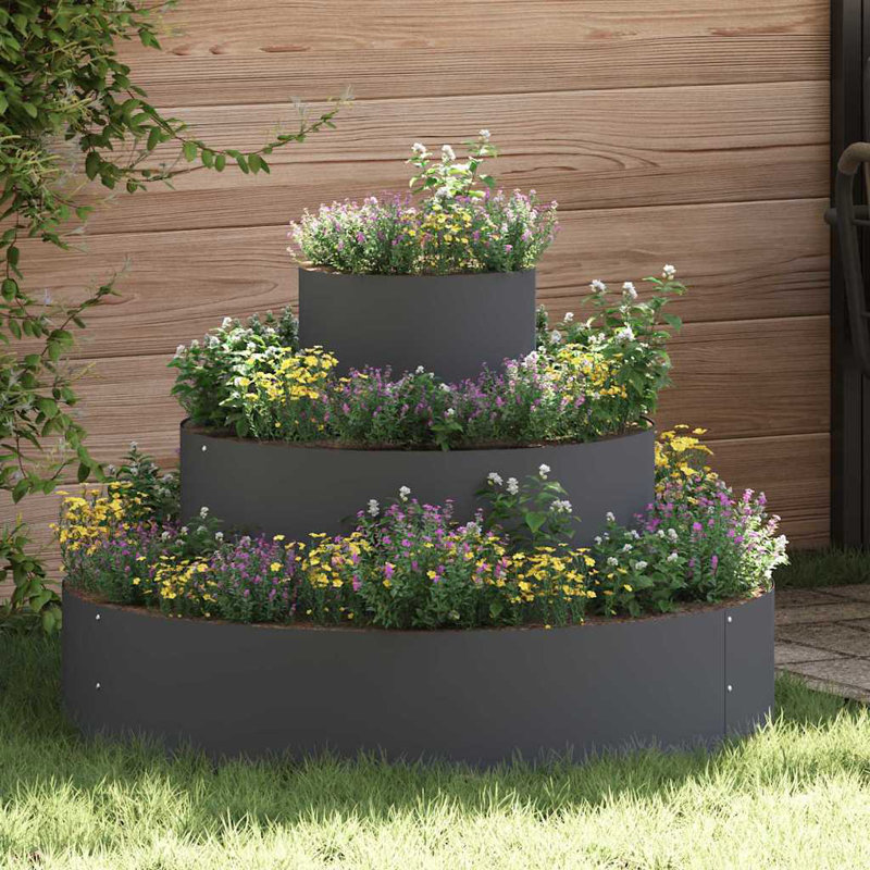 Garden Planter Anthracite 20 Cm Steel, 20cmH x 90cmW x 90cmD, Anthracite