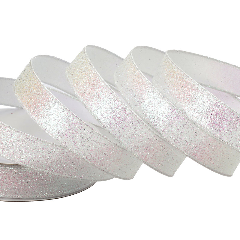 Ruban de satin scintillant câblé 1 po X20Y, Blanc