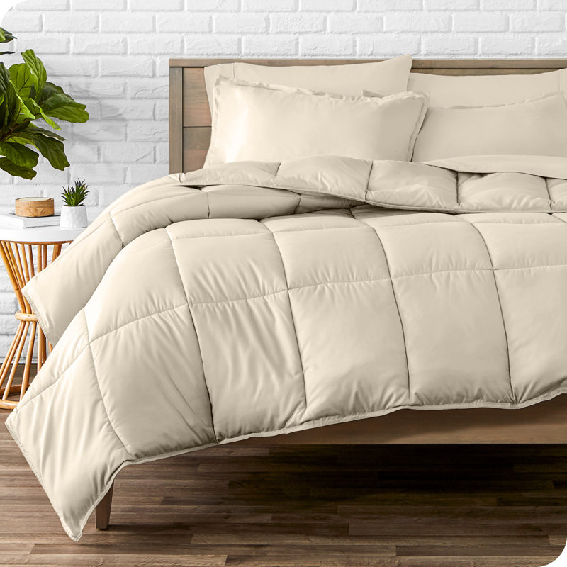 Lit dans un sac en microfibre 1800 de qualité supérieure 1800, Sable / sable, Édredon très grand divisé et 7 pièces supplém