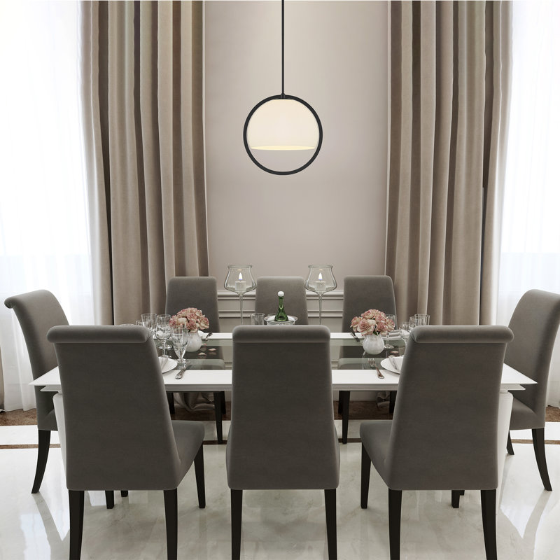 Luminaire suspendu en forme de dôme à 1 lumière Bailen, Noir mat, H 16,75 po x l 16 po x P 16 po