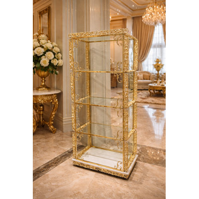Opulent Gold Carved Display Cabinet by Rosdorf Park