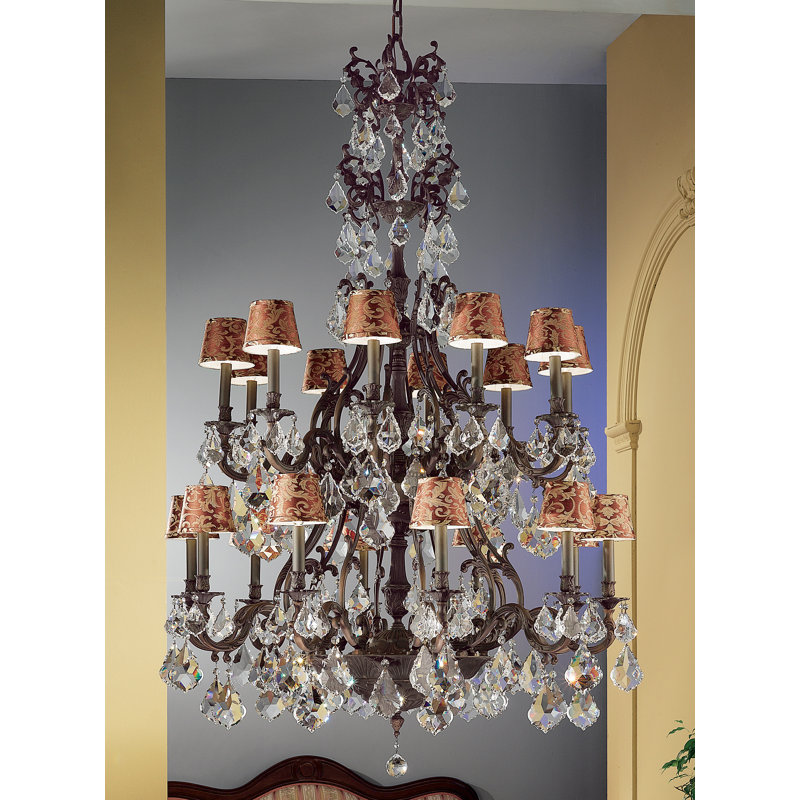 Lustre à niveaux 20 lumières ombré Fagundes, Bronze vieilli, Crystalique-Plus