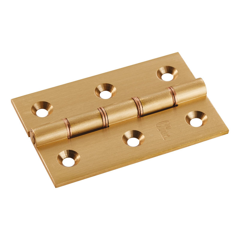 7.6cm H x 5cm W Butt Bearing Pair Door Hinges, Satin Brass