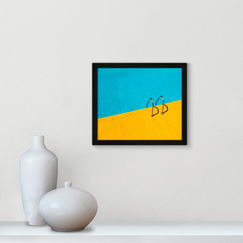 " Retro Pool Oasis " by Etienne Girardet, Pas de tapis, Cadre mince noir, H 13 po x l 15 po x P 0,75 po