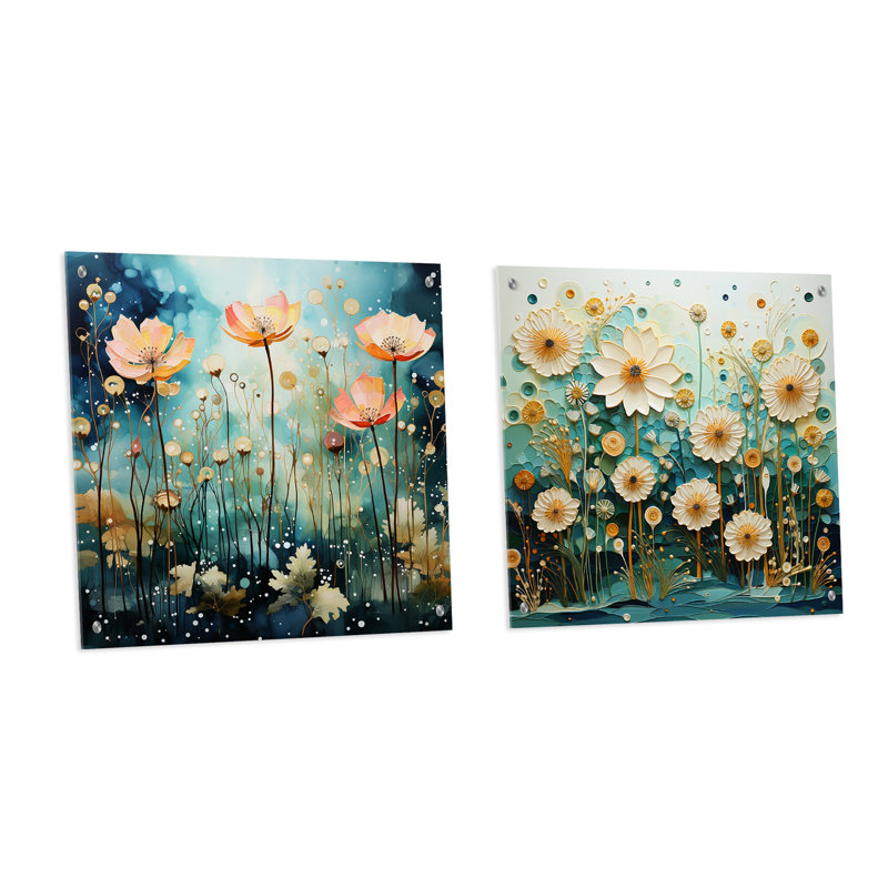 Sunrise Blue Bonnets Field I - ensemble de 2 peintures murales en acrylique Blue Bonnets, H 16 po x l 33 po