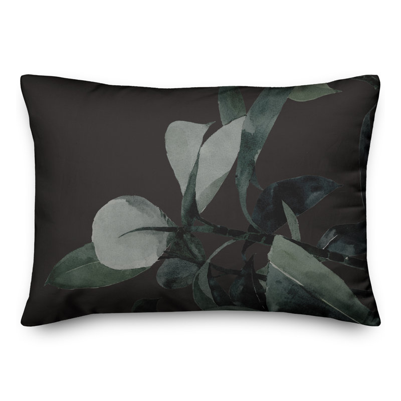 Floral Outdoor Reversible Throw Pillow, Black
