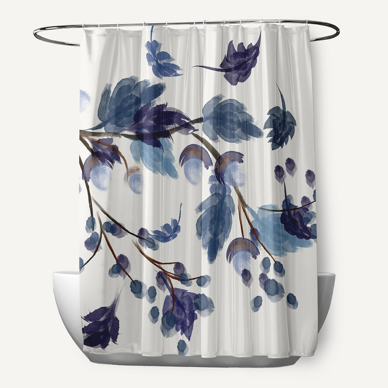 Rideau de douche Kirtland Floral par E by Design, Bleu