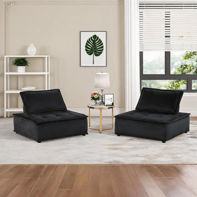 Ensemble de 2 chaises longues sans accoudoirs capitonnées Classic Classic