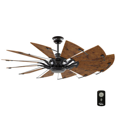 Springer 60" Windmill Architectural Bronze Ceiling Fan with Distressed Walnut Blades