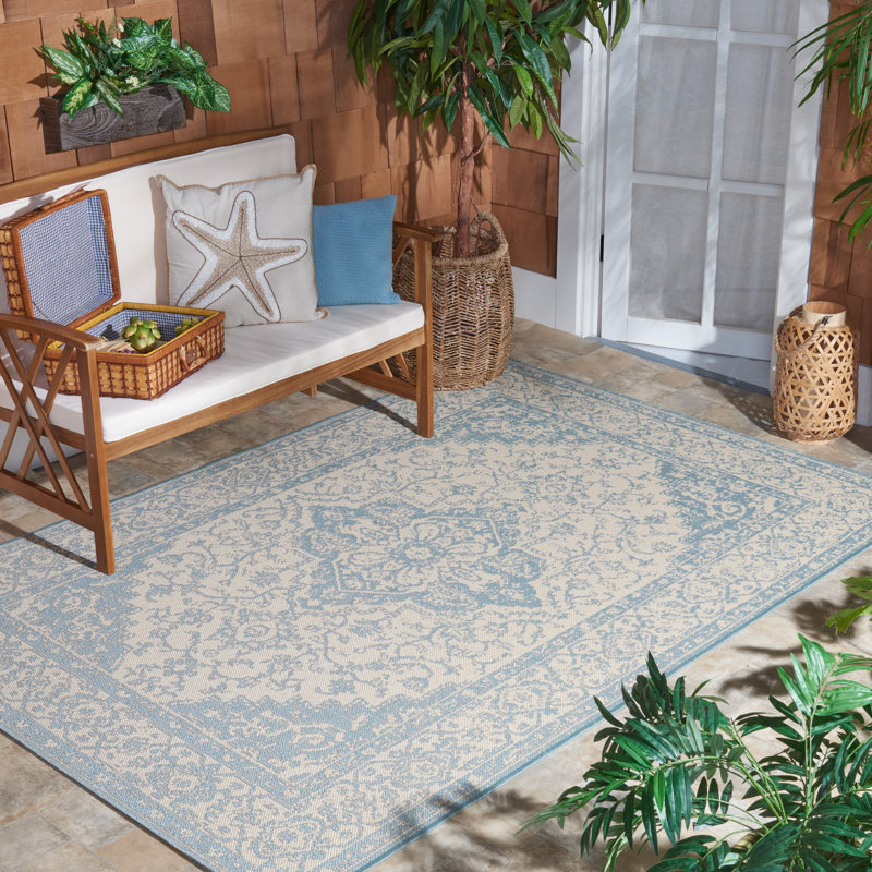 Tapis oriental crème / turquoise Danya, Rectangle 7 pi 10 po x 10 pi