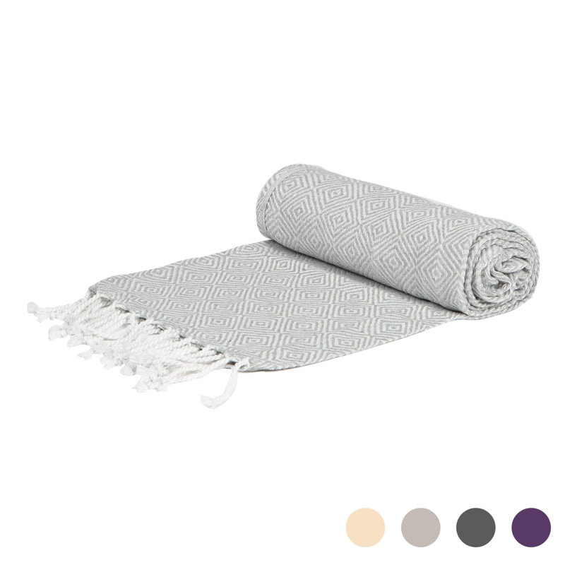 Nicola Spring - Turkish Cotton Chevron Bath Towel - 172 x 90cm, Light Grey