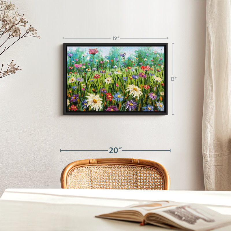 Fleurs sauvages impressionnistes, reproduction sur toile, H 13 po x l 19 po