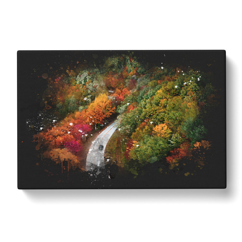 Road Through An Autumn Forest Vol.2 - Wrapped Canvas Painting, 35cm H x 50cm W x 3cm D