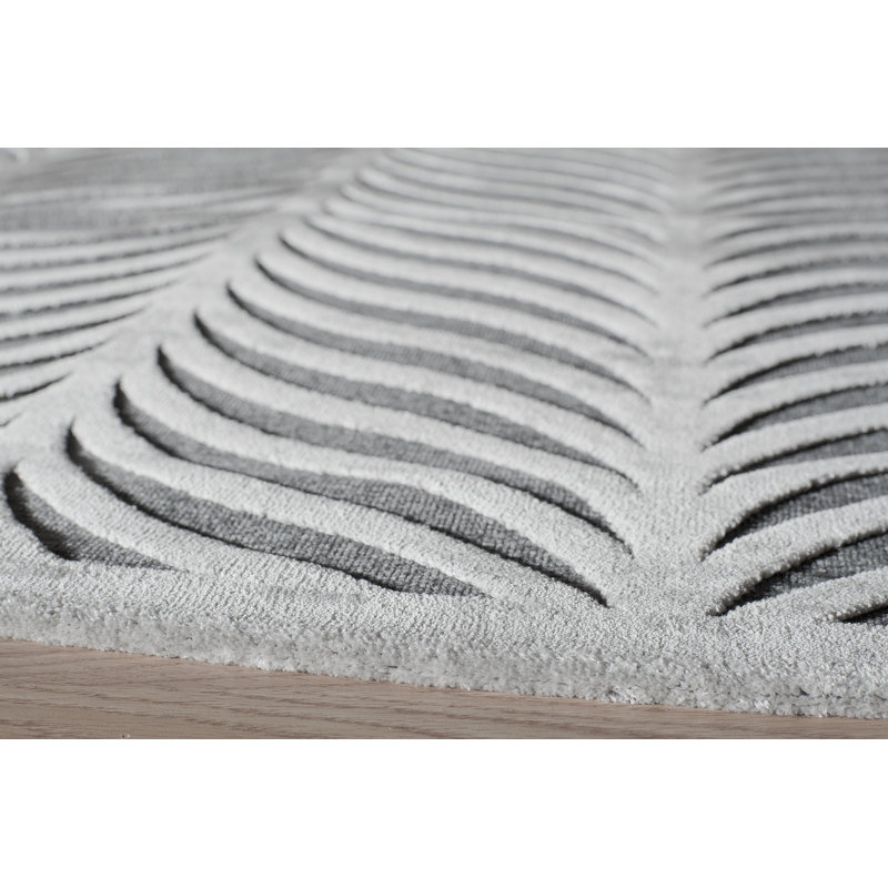 Tapis à rayures argentée Gilberta, Rectangle 2 pi x 3 pi