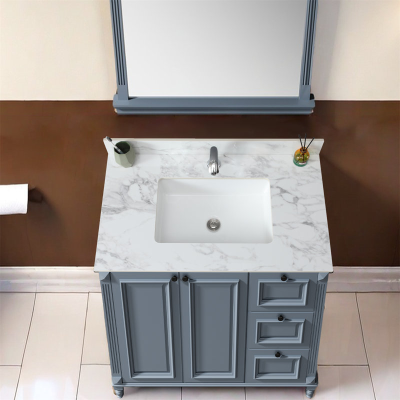 Dessus de meuble-lavabo, dessus de meuble-lavabo fritté Carra Barthroom avec lavabo encastré rectangulaire avec dosseret de meuble-lavabo, comptoir de meuble-lavabo