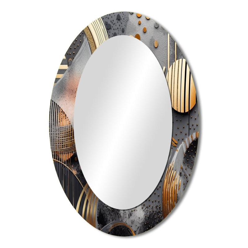 Doux couleurs marbrées abstraites III - Miroir décoratif abstrait ovale sur métal, 36 po x 24 po