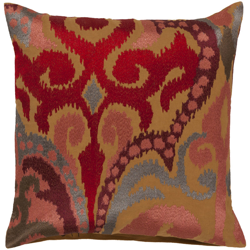 Ara Ikat Reversible Pillow Cover, 18" H x 18" W x 1" D, Green\Brown