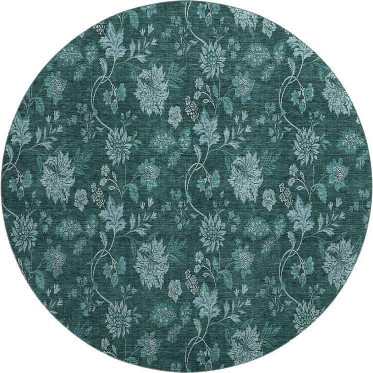 Premium Machine Washable Prisco Teal Rug